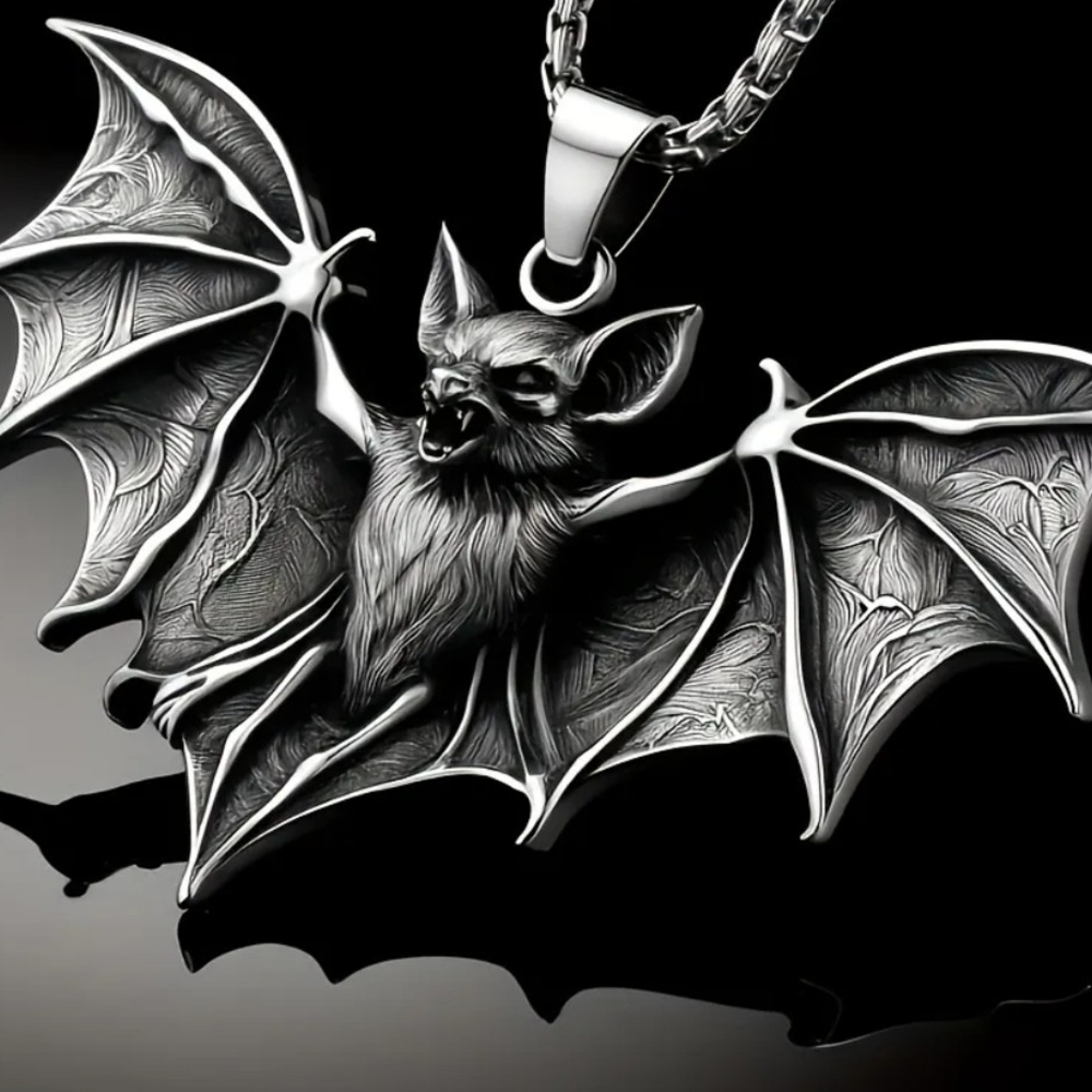 Silver Bat Pendant Necklace